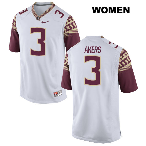 Women's NCAA Nike Florida State Seminoles #3 Cam Akers College White Stitched Authentic Football Jersey BOH2369BK